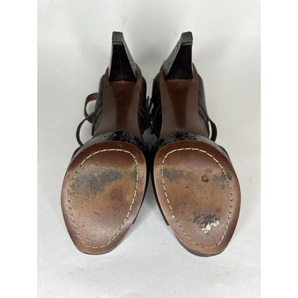 NO. 704b VERNA Brown Leather Patent Croc Embossed Heels Women’s Sz 38.5EU/8M US - Picture 12 of 14